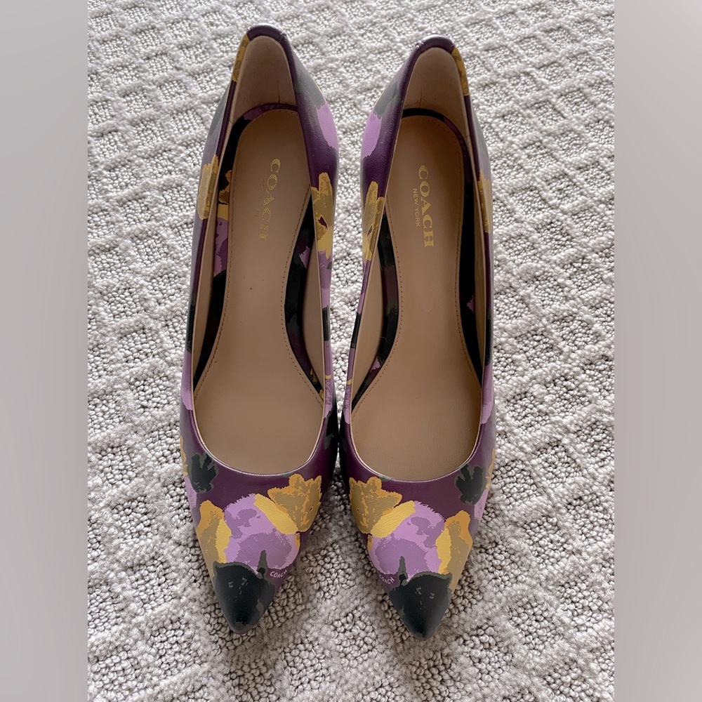 Coach floral purple heels.